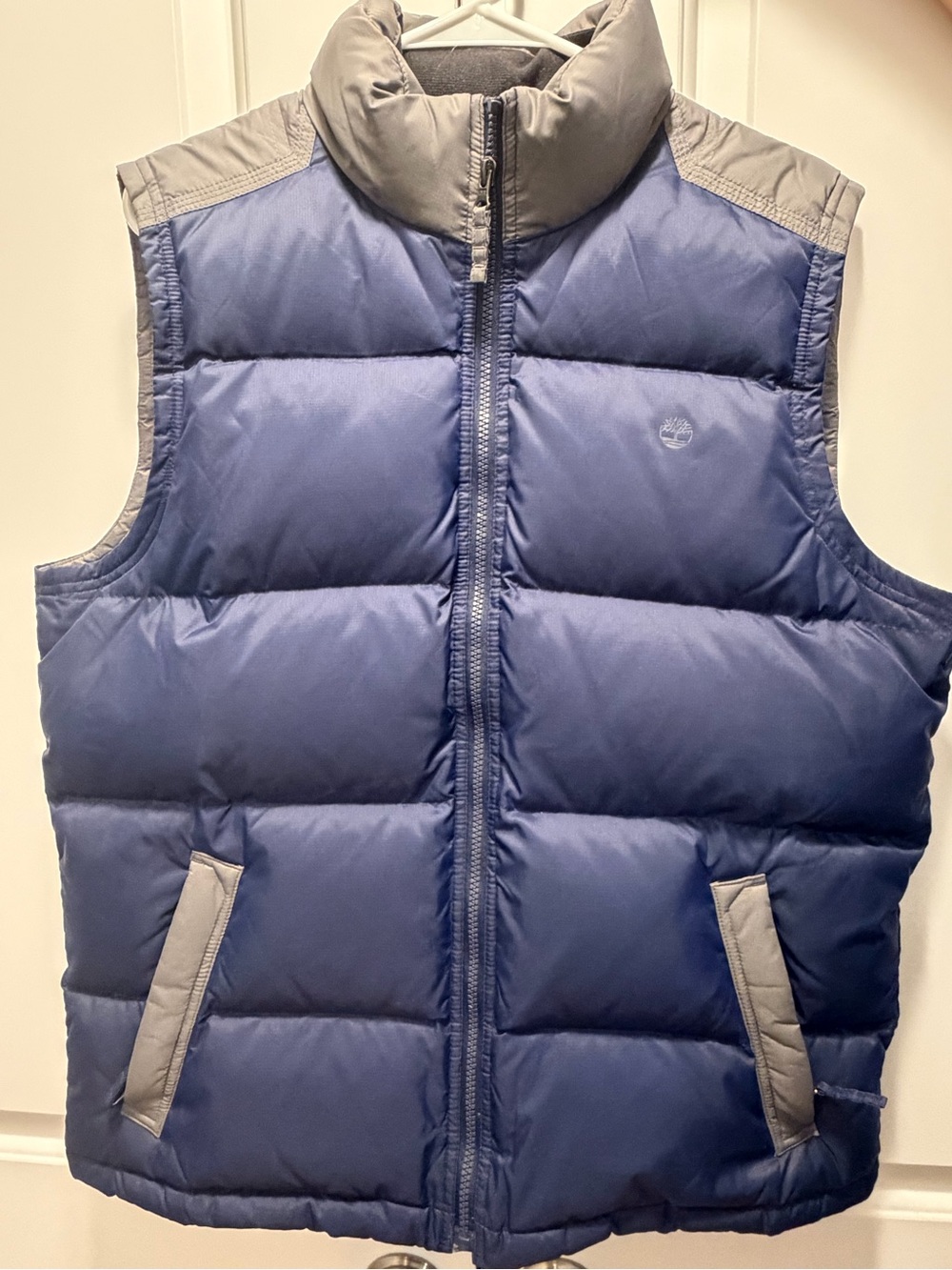 Timberland Blue and Gray Quilted Puffer Vest